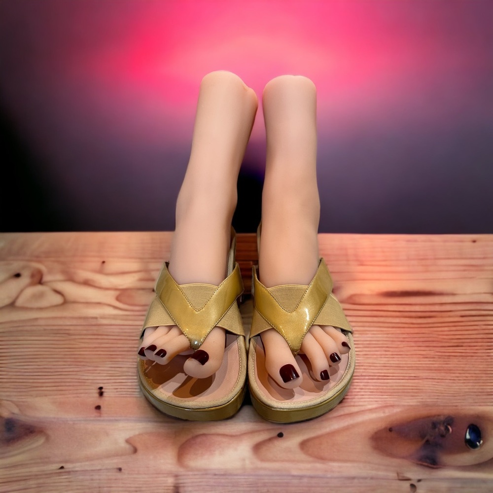 Taryn Rose Gold Patent Thong Sandals